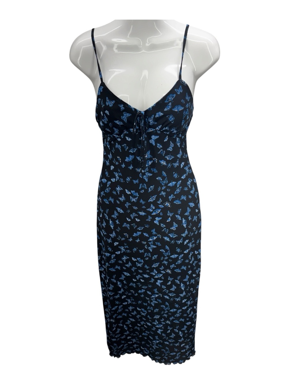 No Comment Butterfly Mesh Overlay Slip Dress Size Small Y2K Vibe